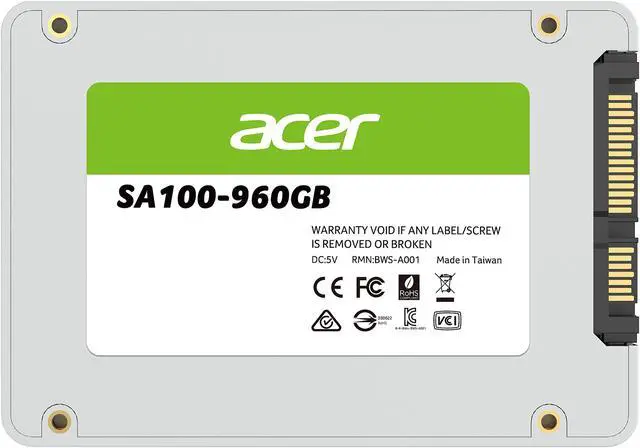 Alt view image 4 of 8 - Acer SA100 2.5" 960GB SATA Internal Solid State Drive (SSD) BL.9BWWA.104
