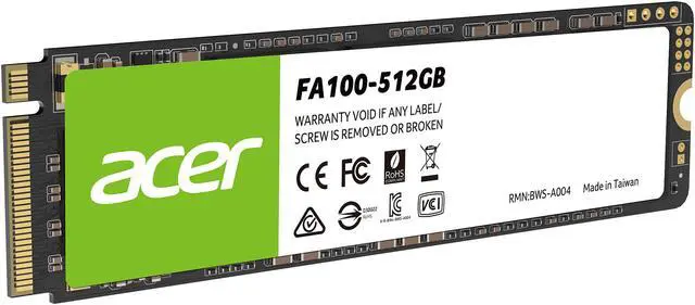 Alt view image 2 of 4 - Acer FA100 M.2 512GB PCI-Express 3.0 x4 Internal Solid State Drive (SSD) BL.9BWWA.119