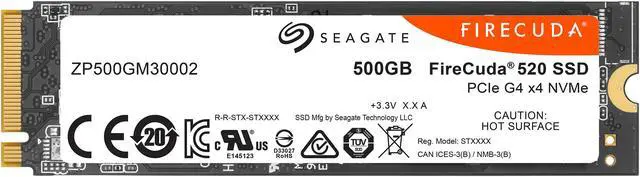Alt view image 4 of 5 - Seagate Firecuda 520 500GB Performance Internal Solid State Drive SSD PCIe Gen4 X4 NVMe 1.3 for Gaming PC Gaming Laptop Desktop - 3-year Rescue Service (ZP500GM3A002)