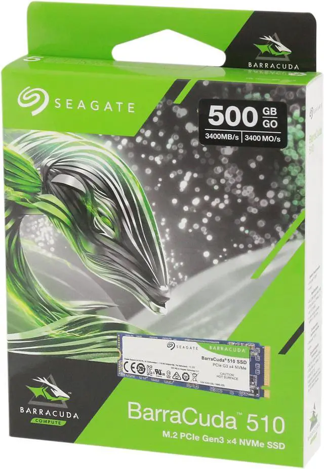 Alt view image 8 of 8 - Seagate BarraCuda 510 M.2 2280 500GB PCIe G3 x4, NVMe 1.3 3D TLC Internal Solid State Drive (SSD) ZP500CM3A001