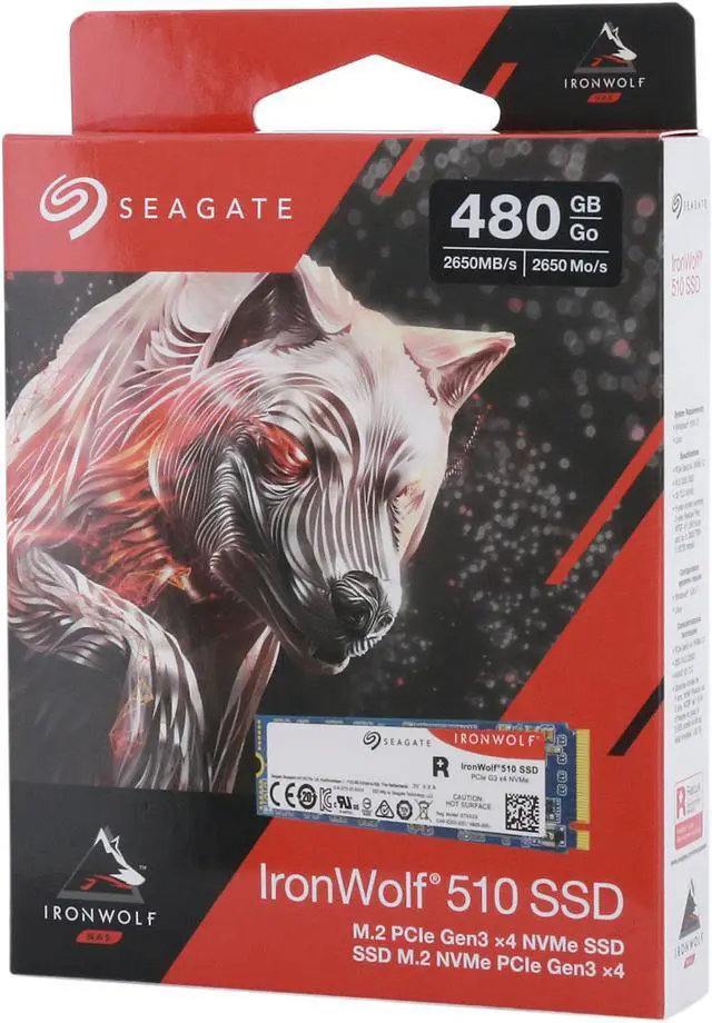 Alt view image 6 of 6 - Seagate IronWolf 510 480GB NAS SSD Internal Solid State Drive - M.2 PCIe for Multibay RAID System Network Attached Storage, 2 Year Data Recovery (ZP480NM30011)