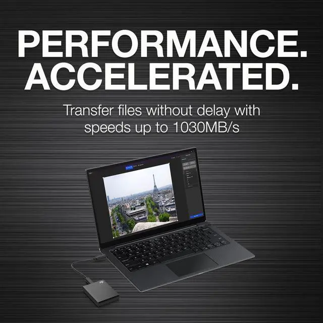 Alt view image 13 of 18 - Seagate One Touch SSD 1TB External SSD Portable - Black, Speeds up to 1030MB/s, with Android App, 1yr Mylio Create, 4mo Adobe Creative Cloud Photography Plan and Rescue Services (STKG1000400)