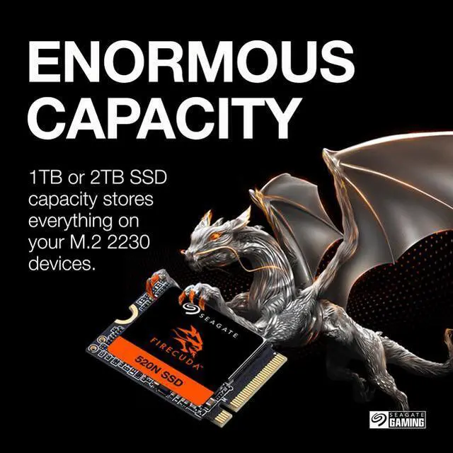 Alt view image 9 of 11 - Seagate FireCuda 520N SSD 1TB Solid State Drive - M.2 2230-S2, PCIe Gen4 x4 NVMe 1.4, speeds up to 4750MB/s, compatible with Steam Deck, Microsoft Surface, laptop, with Rescue Services (ZP1024GV3A002)