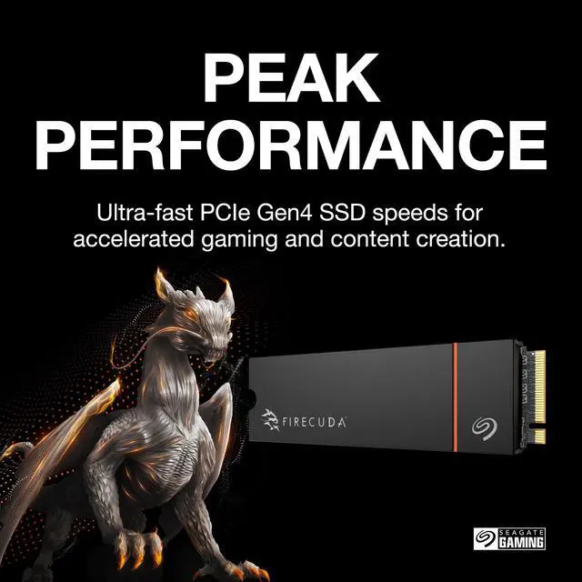 Alt view image 2 of 6 - Seagate FireCuda 530R SSD with Heatsink 1TB Internal Solid State Drive -  M.2 PCIe Gen4 ×4 NVMe 1.4, speeds up to 7400MB/s, TLC, DRAM Cache ZP1000GM3A073