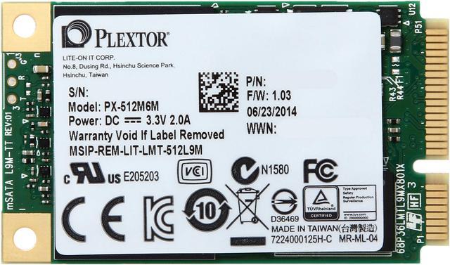 Plextor M6M Mini-SATA(mSATA) 512GB SATA 6Gb/s Internal Solid State
