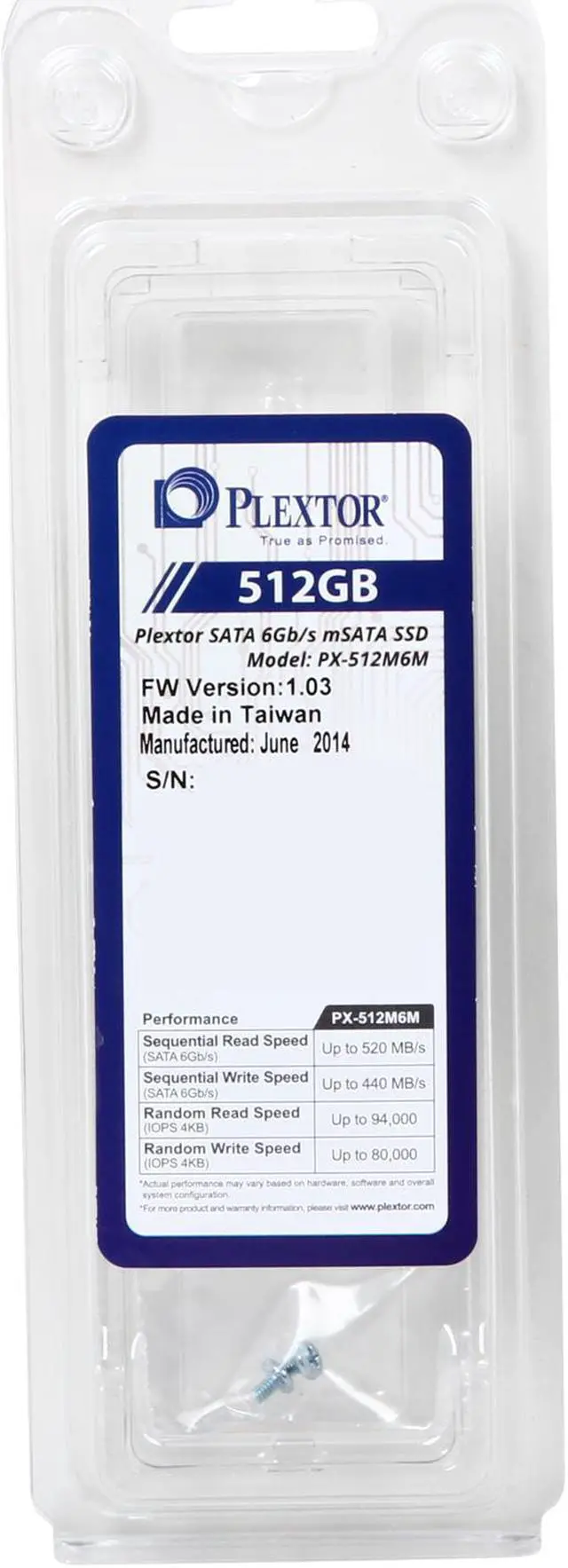 Alt view image 4 of 4 - Plextor M6M Mini-SATA(mSATA) 512GB SATA 6Gb/s Internal Solid State Drive (SSD) PX-512M6M