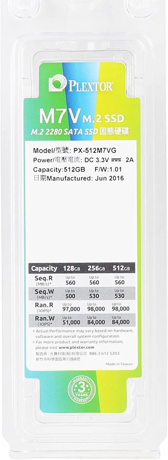 Alt view image 4 of 4 - Plextor M7V M.2 2280 512GB SATA III TLC Internal Solid State Drive (SSD) PX-512M7VG