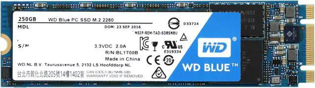 Alt view image 2 of 4 - WD Blue M.2 250GB Internal SSD Solid State Drive - SATA 6Gb/s - WDS250G1B0B