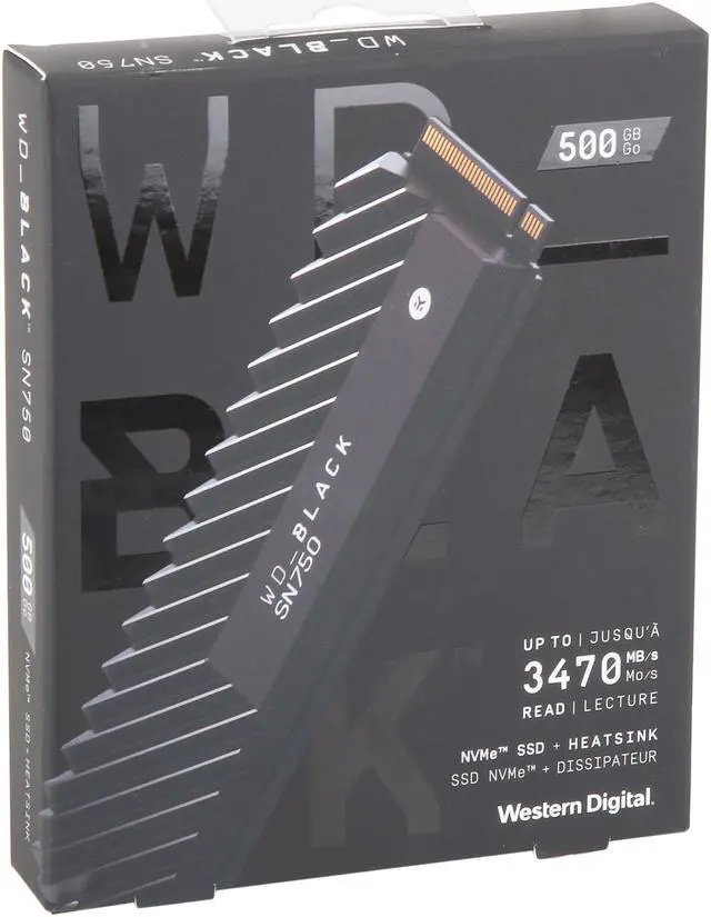 Alt view image 6 of 6 - Western Digital WD BLACK SN750 NVMe M.2 2280 500GB PCI-Express 3.0 x4 64-layer 3D NAND Internal Solid State Drive (SSD) WDS500G3XHC W/ Heatsink