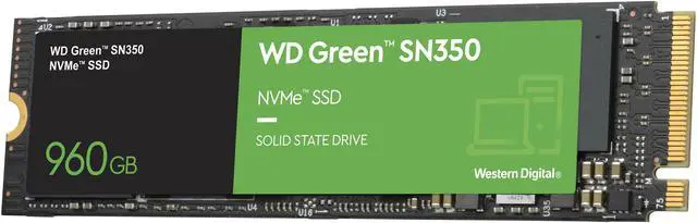 Alt view image 4 of 10 - Western Digital WD Green SN350 NVMe M.2 2280 960GB PCI-Express 3.0 x4 Internal Solid State Drive (SSD) WDS960G2G0C