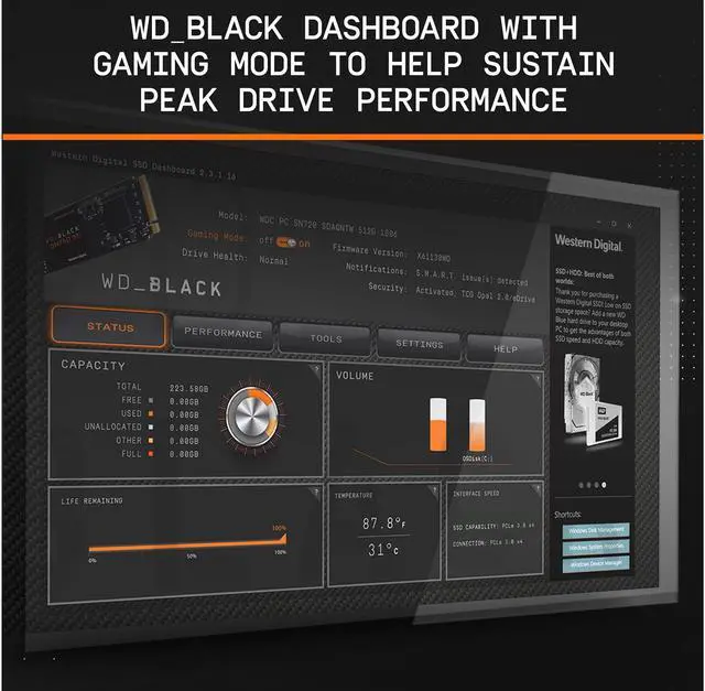 Alt view image 6 of 7 - Western Digital WD Black SN750 SE NVMe M.2 2280 500GB PCI-Express 4.0 Internal Solid State Drive (SSD) WDS500G1B0E