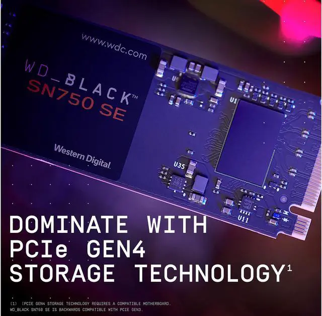 Alt view image 5 of 7 - Western Digital WD Black SN750 SE NVMe M.2 2280 1TB PCI-Express 4.0 Internal Solid State Drive (SSD) WDS100T1B0E