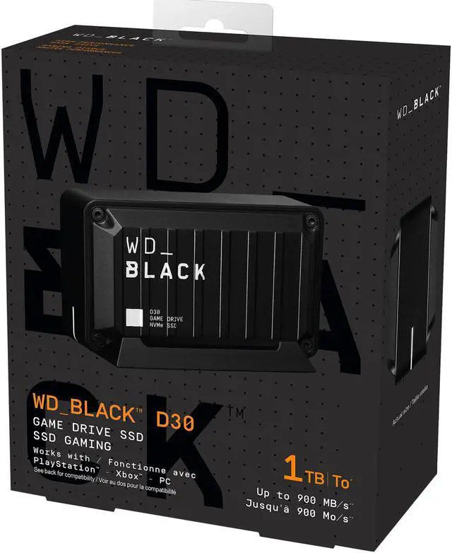 Alt view image 9 of 10 - Western Digital WD_BLACK D30 1TB USB 3.2 Gen 2 (Type-C) Game Drive SSD WDBATL0010BBK-WESN