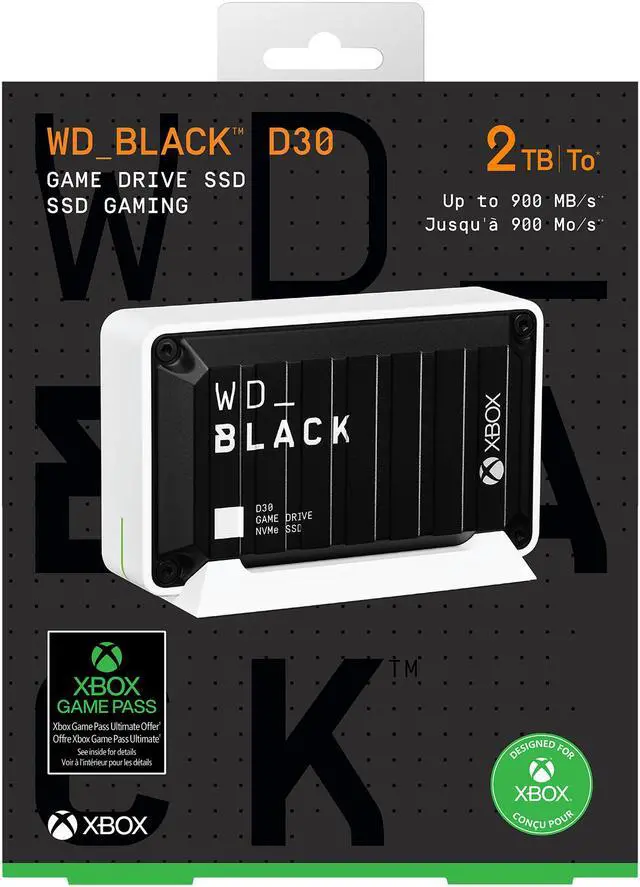 Alt view image 9 of 9 - Western Digital WD_BLACK D30 2TB USB 3.2 Gen 2 (Type-C) Game Drive SSD for Xbox WDBAMF0020BBW-WESN