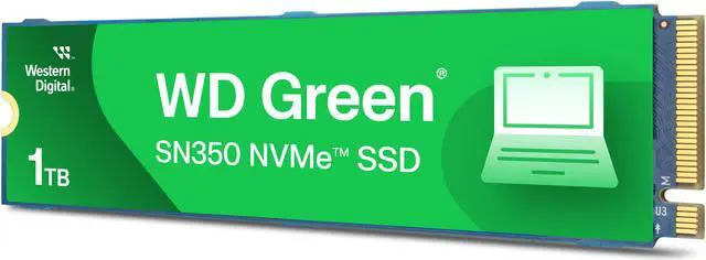 Alt view image 2 of 10 - Western Digital WD Green SN350 NVMe M.2 2280 1TB PCI-Express 3.0 x4 Internal Solid State Drive (SSD) WDS100T3G0C