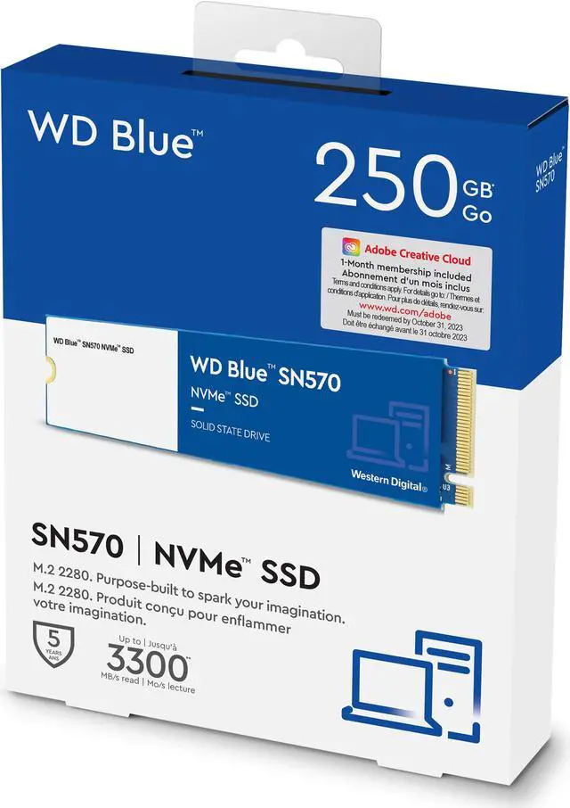 Alt view image 5 of 11 - Western Digital WD Blue SN570 NVMe M.2 2280 250GB PCI-Express 3.0 x4 TLC Internal Solid State Drive (SSD) WDS250G3B0C