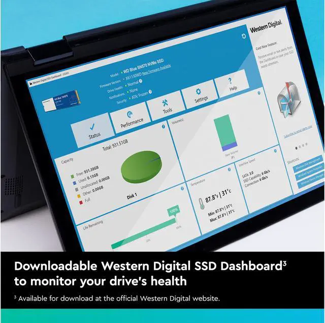 Alt view image 10 of 11 - Western Digital WD Blue SN570 NVMe M.2 2280 250GB PCI-Express 3.0 x4 TLC Internal Solid State Drive (SSD) WDS250G3B0C