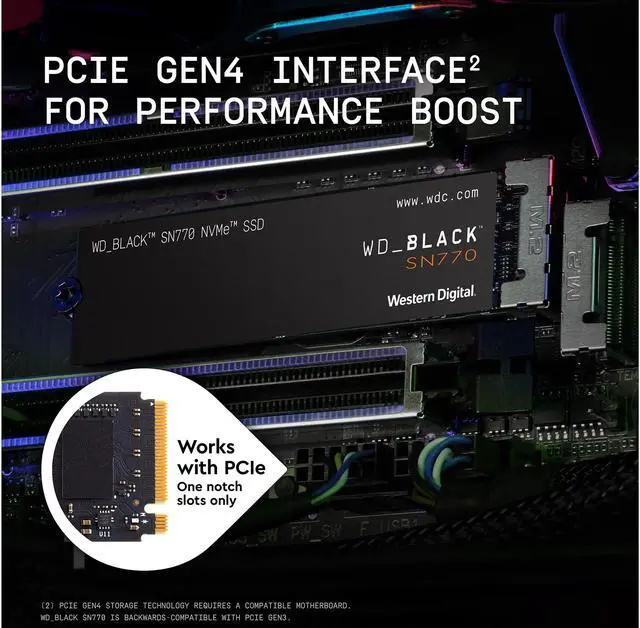 Alt view image 6 of 10 - Western Digital WD_BLACK SN770 M.2 2280 250GB PCIe Gen4 16GT/s, up to 4 Lanes Internal Solid State Drive (SSD) WDS250G3X0E