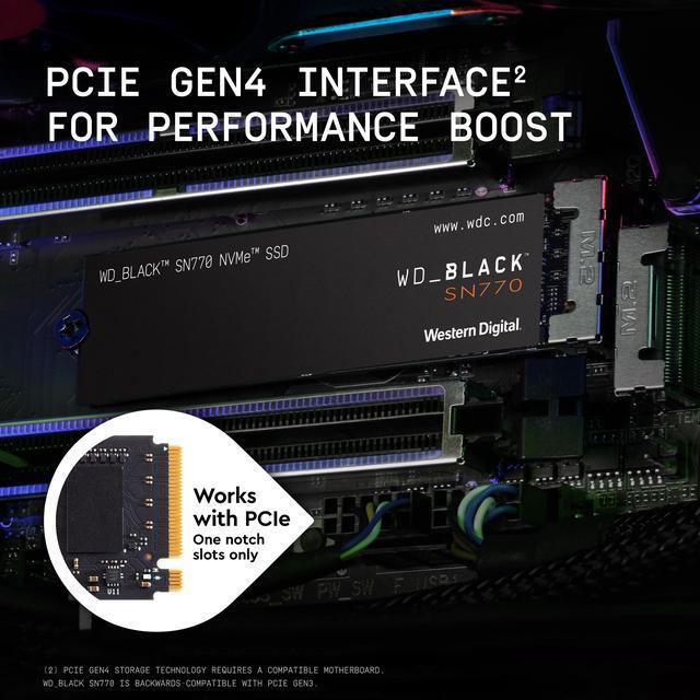 Alt view image 9 of 20 - Western Digital WD_BLACK SN770 M.2 2280 500GB PCIe Gen4 16GT/s, up to 4 Lanes Internal Solid State Drive (SSD) WDS500G3X0E