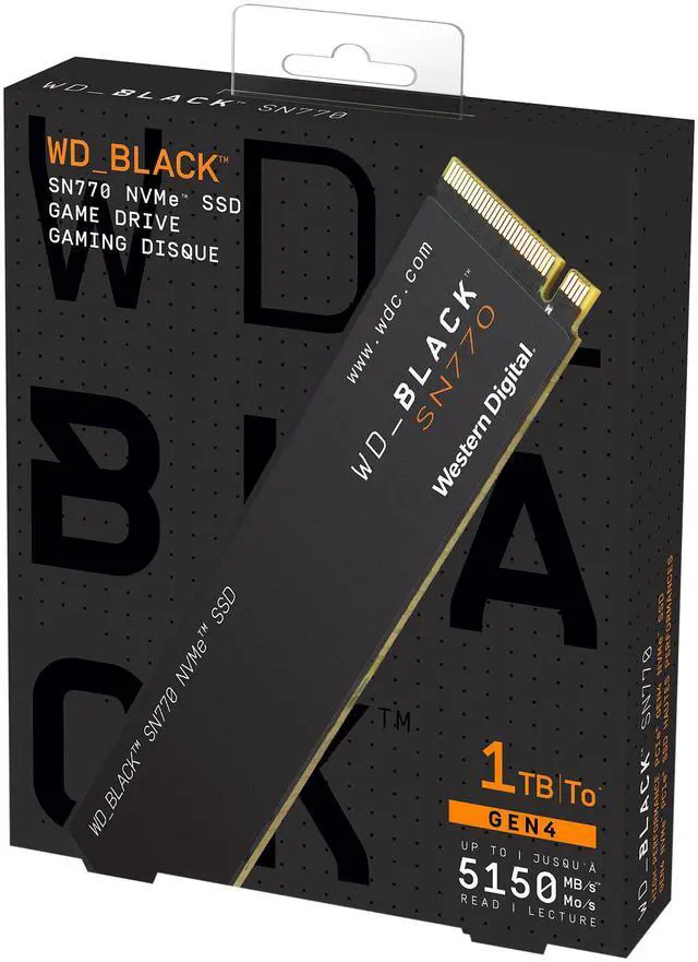 Alt view image 9 of 10 - Western Digital WD_BLACK SN770 M.2 2280 1TB PCIe Gen4 16GT/s, up to 4 Lanes Internal Solid State Drive (SSD) WDS100T3X0E