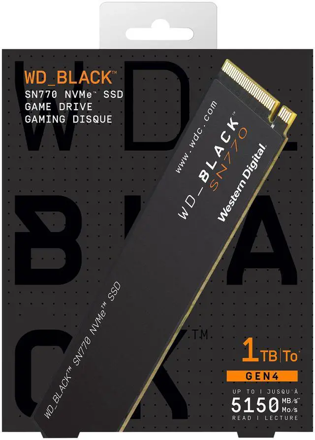 Alt view image 10 of 10 - Western Digital WD_BLACK SN770 M.2 2280 1TB PCIe Gen4 16GT/s, up to 4 Lanes Internal Solid State Drive (SSD) WDS100T3X0E