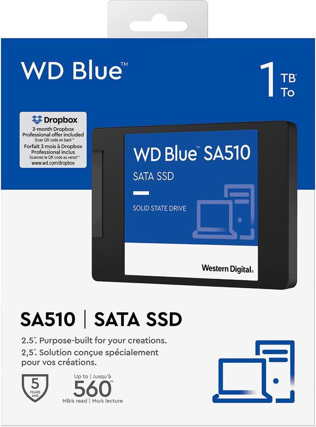 Western Digital 1TB WD Blue 3D NAND Internal PC SSD - SATA III 6 Gb/s,  2.5/7mm, Up to 560 MB/s - WDS100T2B0A