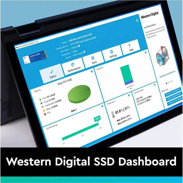 Alt view image 9 of 9 - WD Blue 500GB SA510 M.2 Internal Solid State Drive SSD - WDS500G3B0B