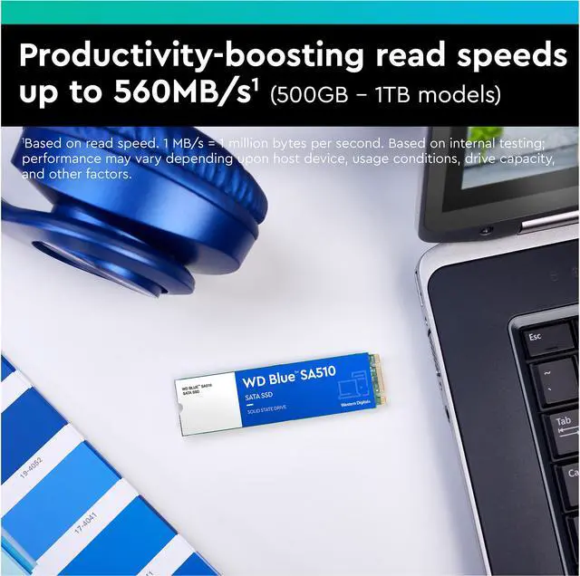 Alt view image 5 of 9 - WD Blue 500GB SA510 M.2 Internal Solid State Drive SSD - WDS500G3B0B