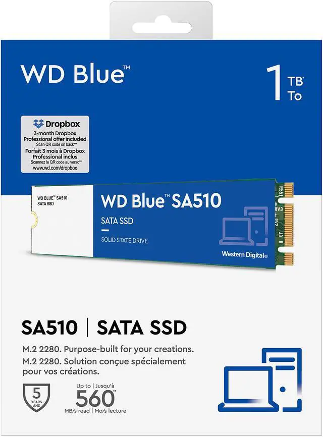 Alt view image 4 of 9 - WD Blue 1TB SA510 M.2 Internal Solid State Drive SSD - WDS100T3B0B