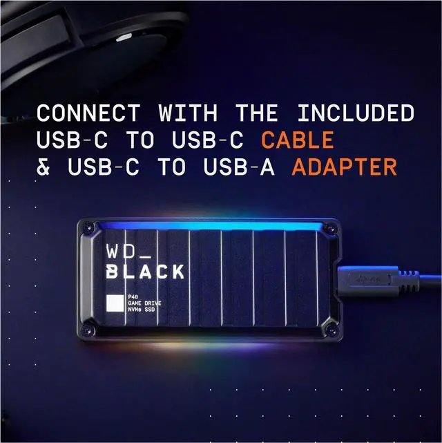 Alt view image 14 of 18 - Western Digital WD BLACK P40 1TB USB 3.2 Gen 2x2, Type-C Game Drive SSD
