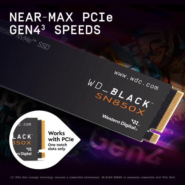Alt view image 7 of 10 - WD_BLACK 1TB SN850X NVMe Internal Gaming SSD Solid State Drive - Gen4 PCIe, M.2 2280, Up to 7,300 MB/s - WDS100T2X0E