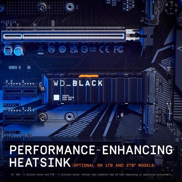 Alt view image 4 of 11 - WD_BLACK 1TB SN850X NVMe Internal Gaming Solid State Drive with Heatsink - Works with Playstation 5, Gen4 PCIe, M.2 2280, Up to 7,300 MB/s - WDS100T2XHE