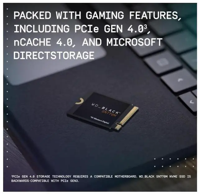Alt view image 5 of 6 - WD_BLACK 1TB SN770M M.2 2230 NVMe SSD for Handheld Gaming Devices, Speeds up to 5,150MB/s, TLC 3D NAND, Great for Steam Deck and Microsoft Surface - WDBDNH0010BBK-WRSN