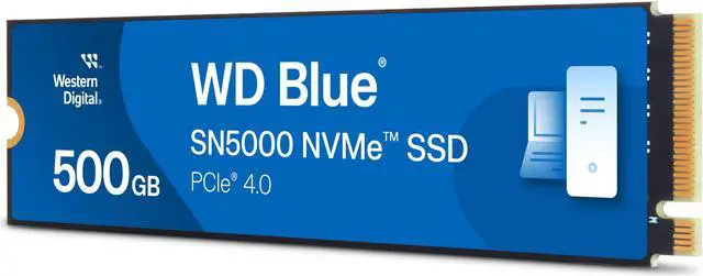 Alt view image 2 of 3 - Western Digital 500GB WD Blue SN5000 NVMe SSD, PCIe Gen 4.0, up to 5,000 MB/s Read Speeds Internal Solid State Drive (SSD) WDS500G4B0E