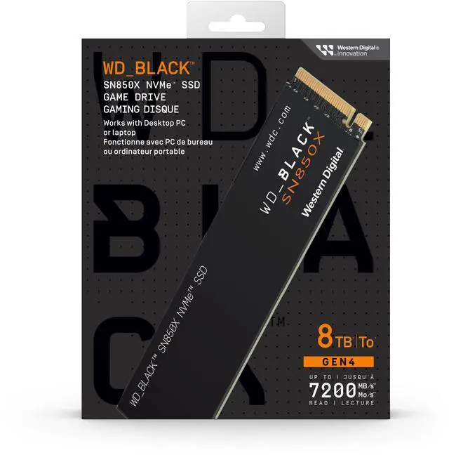 Alt view image 2 of 8 - WD_BLACK 8TB SN850X NVMe Internal Gaming SSD Solid State Drive - Gen4 PCIe, M.2 2280, Up to 7,300 MB/s - WDS800T2X0E