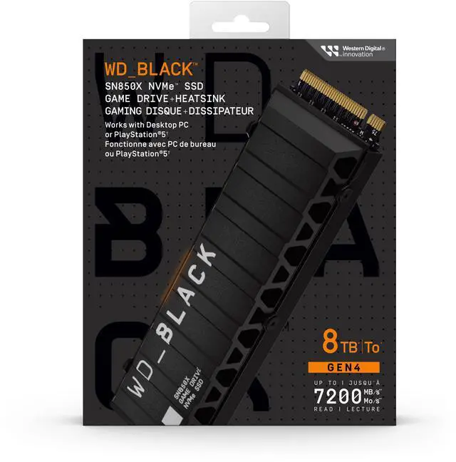 Alt view image 2 of 11 - WD_BLACK 8TB SN850X NVMe Internal Gaming SSD Solid State Drive with Heatsink - Works with Playstation 5, Gen4 PCIe, M.2 2280, Up to 7,300 MB/s - WDS800T2XHE