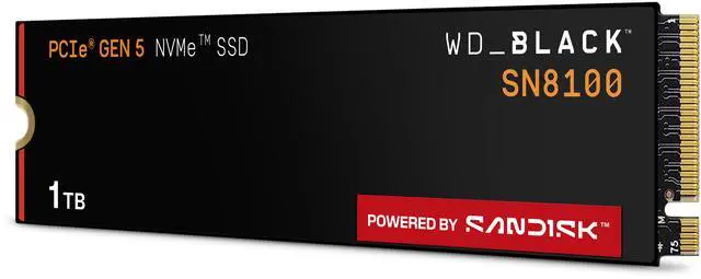 Alt view image 5 of 14 - WD_BLACK 1TB SN8100 NVMe SSD Internal Solid State Drive - Gen 5 PCIe 5.0x4, M.2 2280, Seq. Read Speeds Up to 14,900 MB/s, Best for AI Applications, Gaming, and Video Editing - WDS100T1X0M