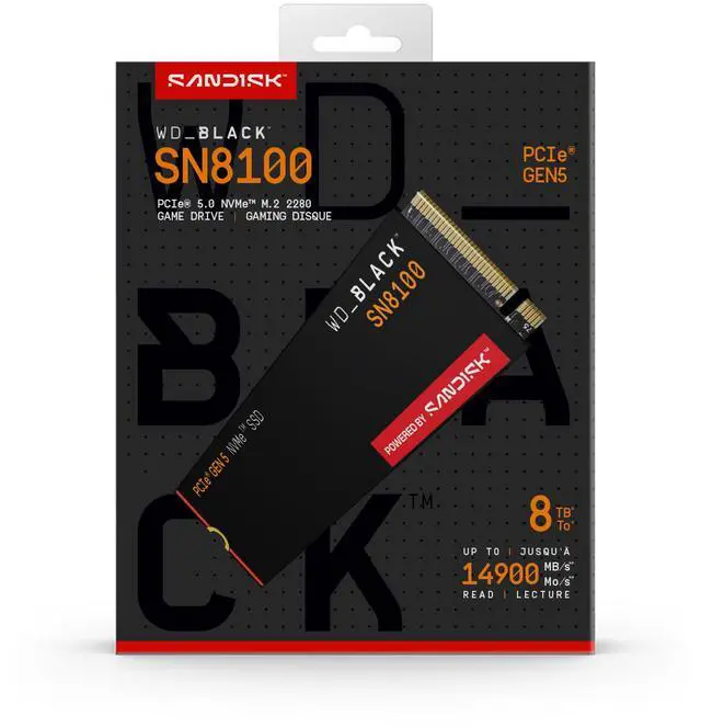 Alt view image 4 of 12 - WD_BLACK M.2 2280 8TB PCI-Express 5.0 x4 Internal Solid State Drive (SSD) WDS800T1X0M-00CMT0