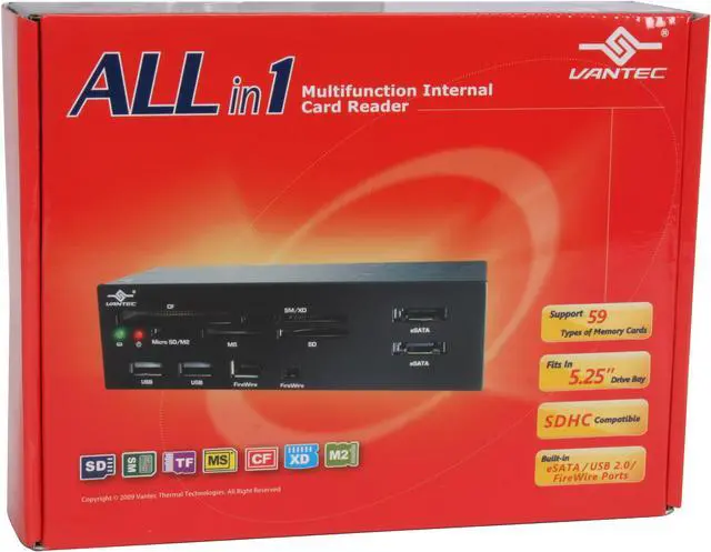 Alt view image 9 of 9 - VANTEC UGT-CR955-BK All-in-one eSATA / USB 2.0 / FireWire 400 Card Reader