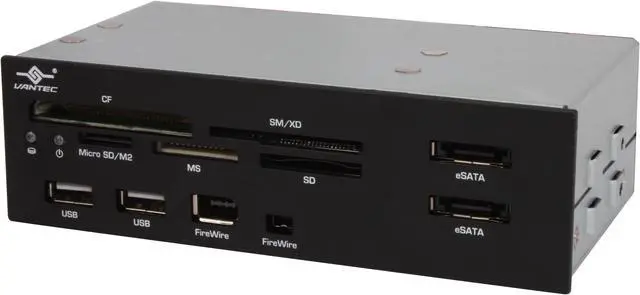 Main image of VANTEC UGT-CR955-BK All-in-one eSATA / USB 2.0 / FireWire 400 Card Reader