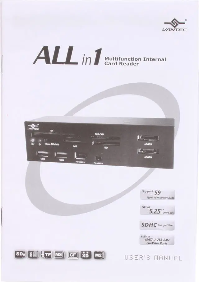 Alt view image 8 of 9 - VANTEC UGT-CR955-BK All-in-one eSATA / USB 2.0 / FireWire 400 Card Reader