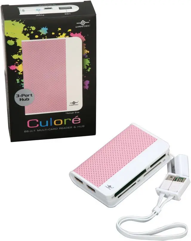 Alt view image 6 of 6 - Vantec Culore Portable Hi-Speed USB 2.0 66-in-1 External Card Reader/Writer with 3-Port Hub - Model UGT-CH100-PK