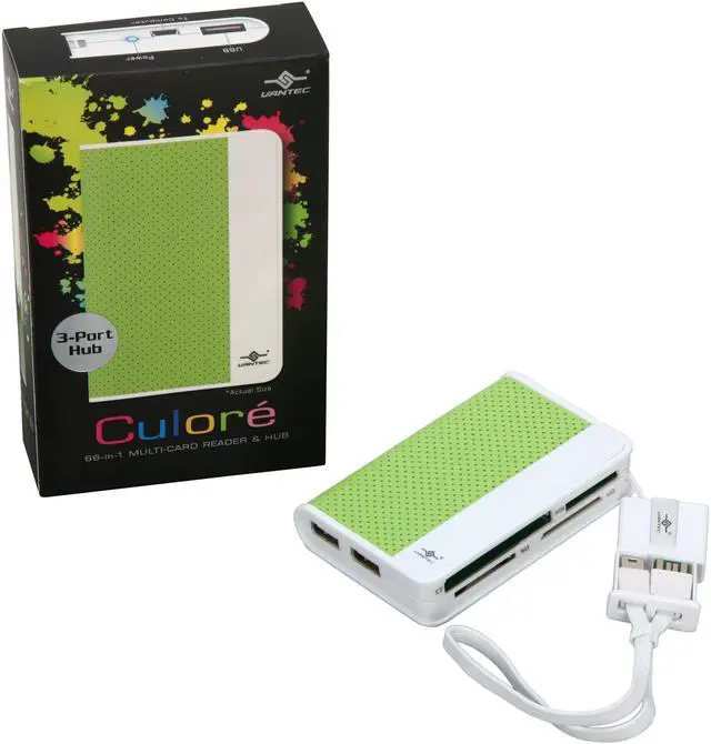 Alt view image 7 of 7 - Vantec Culore Portable Hi-Speed USB 2.0 66-in-1 External Card Reader/Writer with 3-Port Hub - Model UGT-CH100-GR