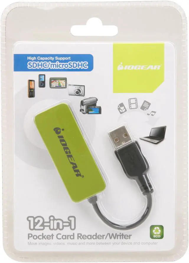 Alt view image 3 of 3 - IOGEAR GFR209 USB 2.0 Support microSD / microSDHC / T-Flash, SD/SDHC, mini SD, MMC, MMC Plus, RS-MMC, MMC Mobile, MS, MS Pro, MS Duo, MS Pro Duo, 12-in-1 Pocket Card Reader/Writer - OEM