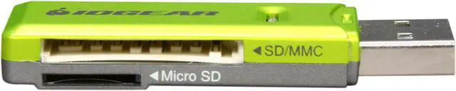 Alt view image 4 of 5 - IOGEAR GFR204SD 10-in-1 USB 2.0 SD/ MicroSD/ MMC Card Reader/ Writer (Green/ Gray)