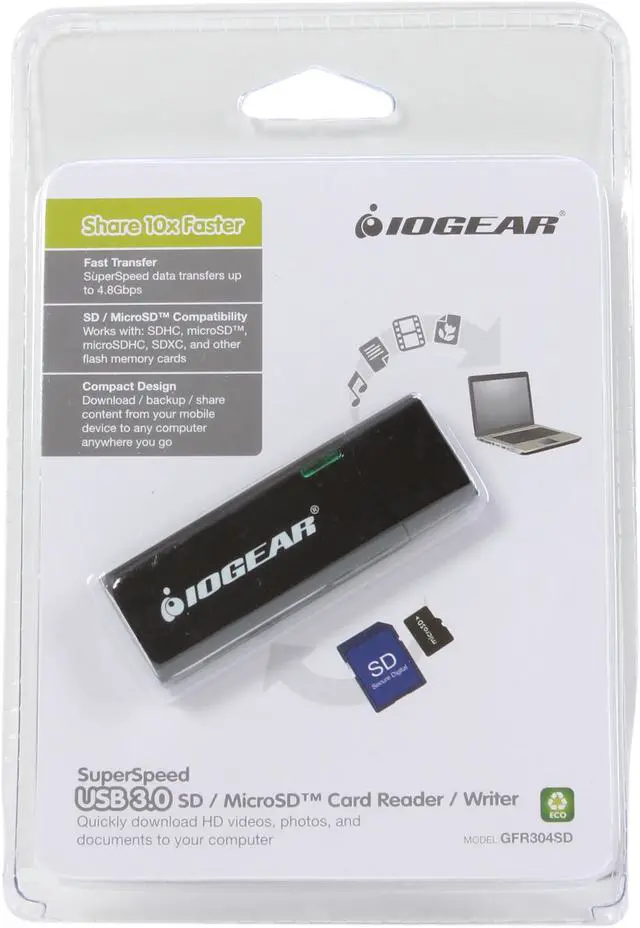 Alt view image 5 of 5 - IOGEAR GFR304SD USB 3.0 SuperSpeed SD/ SDHC/ MMC/ SDXC/ MicroSD/ MicroSDXC/ Extreme SD Cards Reader / Writer