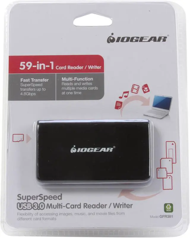 Alt view image 6 of 5 - IOGEAR GFR381 SuperSpeed USB 3.0 Support Compact Flash/ Micro Drive/ SD/ SDHC/ SDXC/ Olympus DC and XD Card/ microSD/ microSDHC/ microSDXC/ Memory Stick/ M2  Multi-Card Reader / Writer