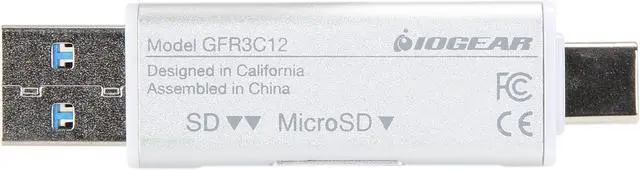 Alt view image 7 of 8 - IOGEAR GFR3C12 SD/microSD USB-C / USB-A Duo Card Reader/Writer