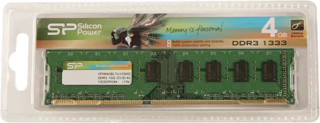 Alt view image 3 of 3 - Silicon Power 4GB DDR3 1333 (PC3 10600) Desktop Memory Model SP004GBLTU133V02