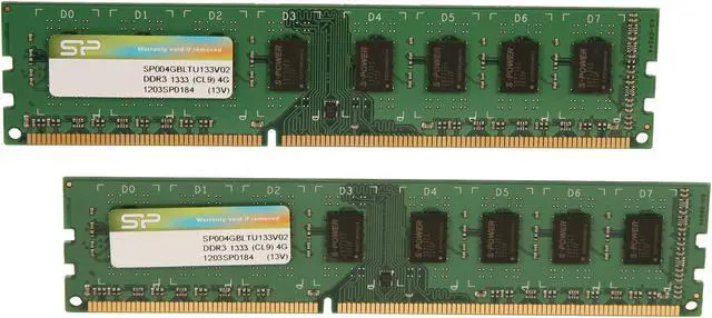 Main image of Silicon Power 8GB (2 x 4GB) DDR3 1333 (PC3 10600) Desktop Memory Model SP008GBLTU133V22
